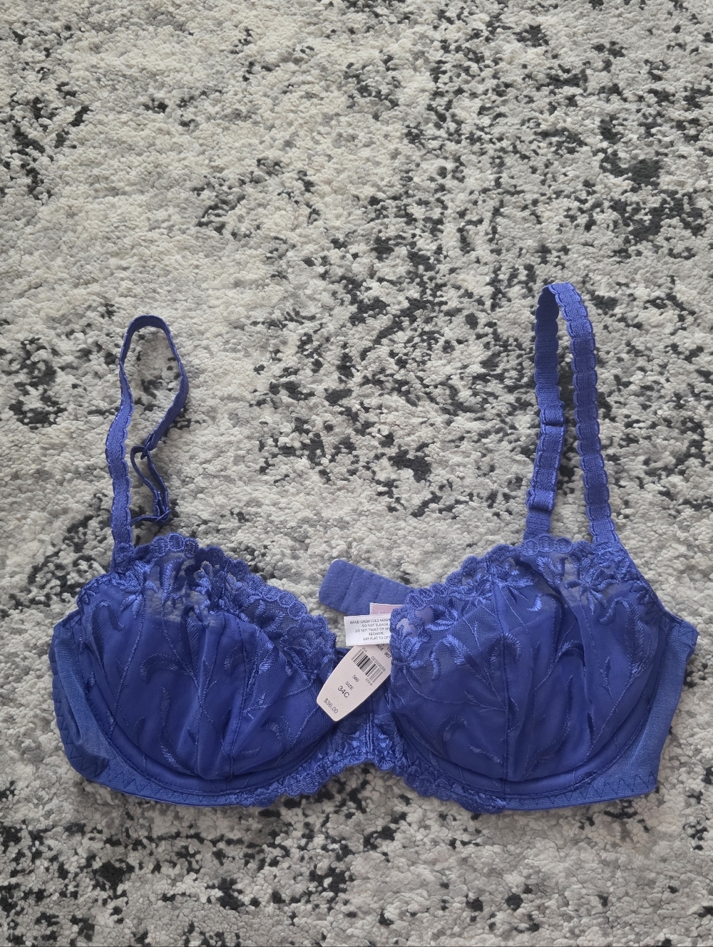Victoria's Secret Lace Half Lined Bra Womens 34C Blue Purple NWT Femine Coquette